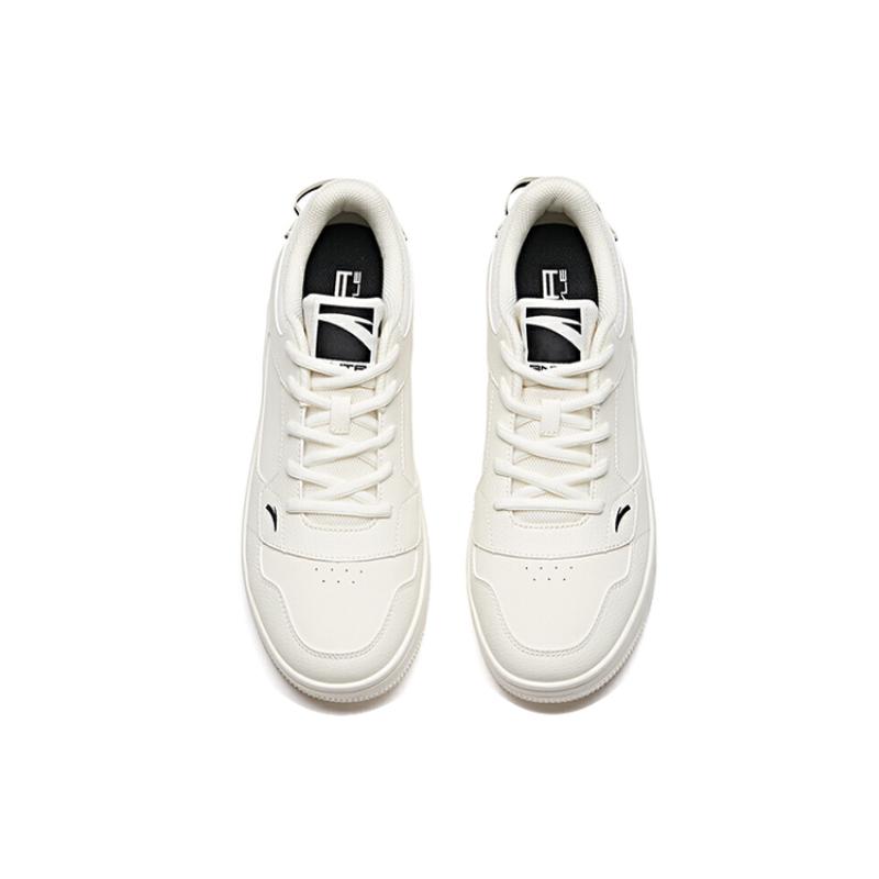 Anta Life Collection Synthetic Leather Comfortable Coverage Slip Resistant Low top Skateboard Shoes Men's White Black Sneakers 912018022-2