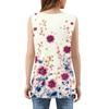 Damen Sommer Casual Plissee Quadratischer Ausschnitt Ärmelloses Tank Top Bedrucktes T-Shirt