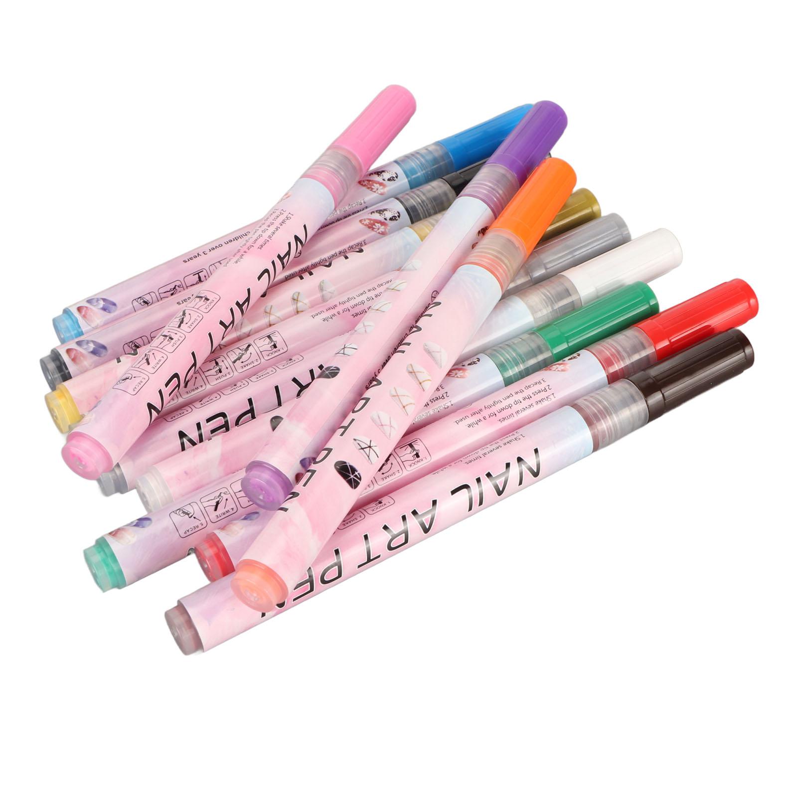 

12 шт. 3D-ручек для ногтей с наконечником 0,5 мм, яркие цвета, простые в использовании, набор 3D-ручек для дизайна ногтей для семейной вечеринки