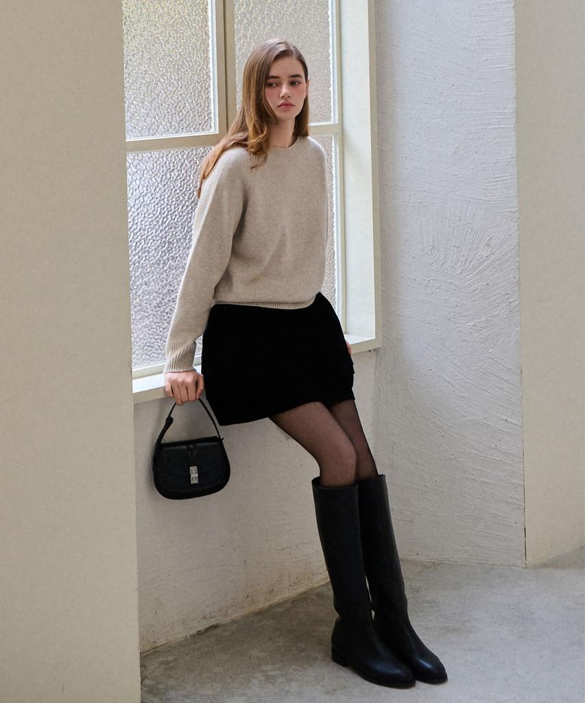 Slow Lolly Velvet Banding Frill Skirt_2 Colors