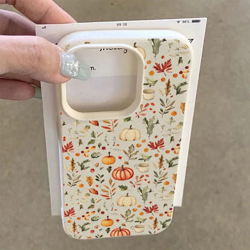 Autumn Leaf Pumpkin Coffee Pattern Phone Case For Xiaomi Redmi Note 14 13 Plus 12 11 10 13 Pro Plus 4G 5G Shockproof Soft Cover