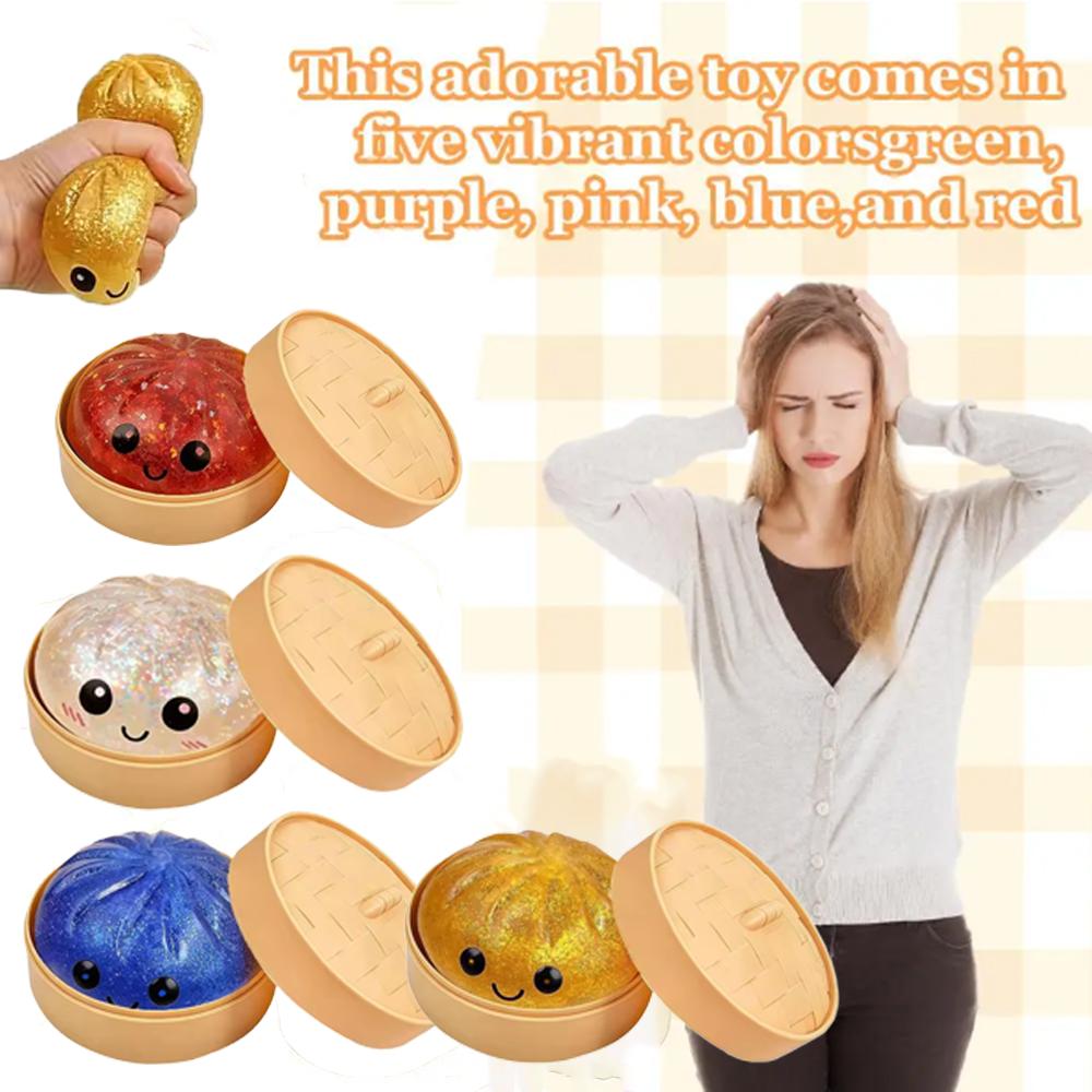 New Glitter Dumpling Squishy Box Dumplings Squishy Anxiety Relief Fidget Soft Squeeze Decompression Dough