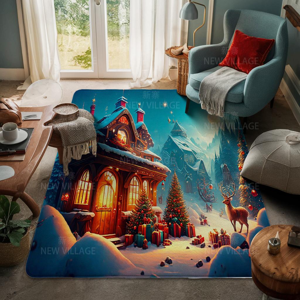House Entrance Carpet Home Door Mat Living Room Bath Foot Bathroom Non-slip Water Absorption Rugs Bath Merry Christmas Winter