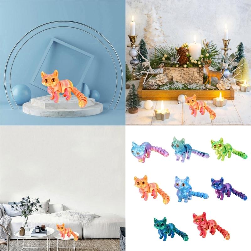 3D Printed Cats Realistic Hairless Cats Figurines Statues Table Ornament Cute Articulated Fidgety Toy for Pet Lovers