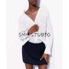 Summer New Product Women's Clothes Lapel Long Sleeves Asymmetric Hem Rivet Ornament Poplin Loose Shirt 2298078