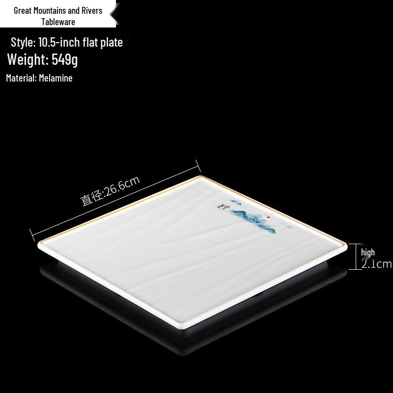 Melamine Square Imitation Porcelain Plate for Hot Pot & Cold Dishes - Commercial Fast Food & Restaurant Tableware