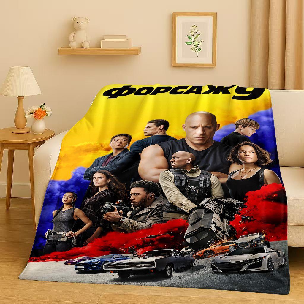 3D Szybcy i Wściekli Vin Diesel Samochód Wyścigowy Koc Flanelowy, Niezwykle Miękki Ciepły Pluszowy Koc na Domową Sypialnię Łóżko Kanapę Pokrowiec Piknik Dzieci