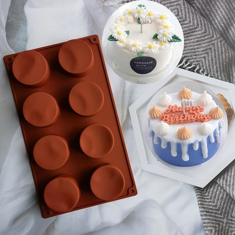 Stampo Torta Rotondo in Silicone a 8 Cavità Stampo Biscotti Cioccolato Accessori per Pasticceria Per Gelatina Budino Sapone Cheesecake