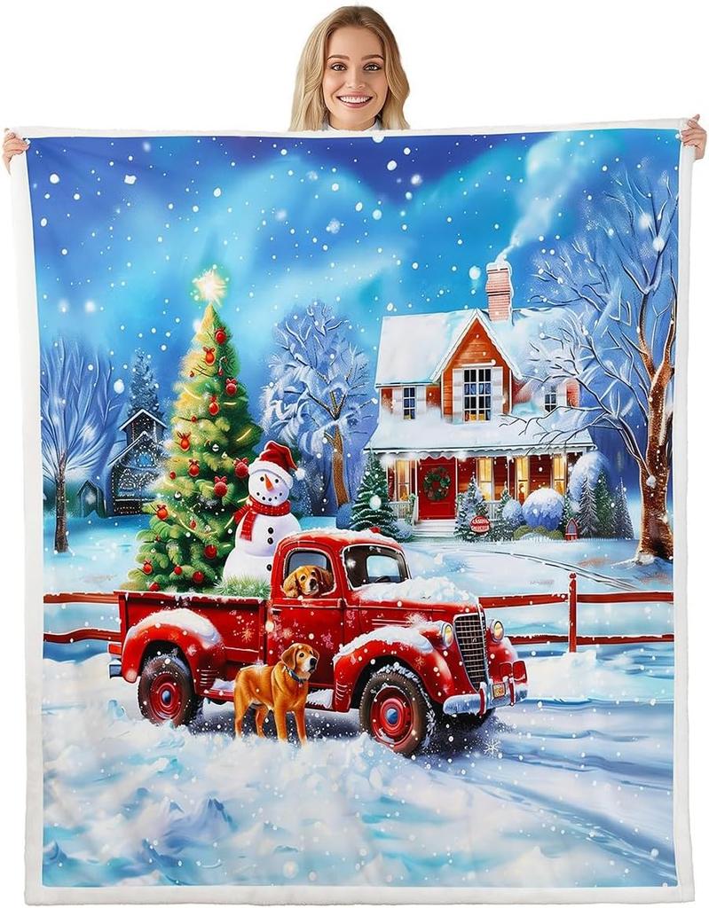 Santa Claus Blanket for Boys Girls Kids Super Soft Warm Pink Bowknot Sherpa Fleece Blanket White Snowflake Throw Blankets Grid