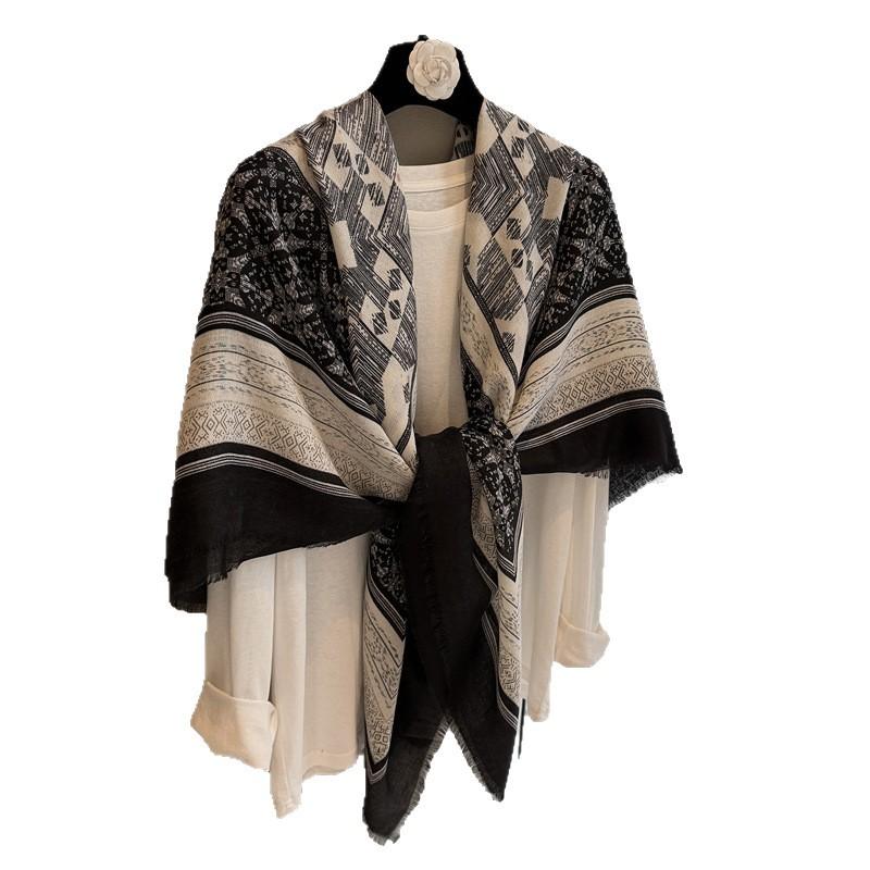 Cotton And Linen Square Scarf Women'S Summer Silk Scarf Star Flower Versatile Scarf Summer Sunscreen Shawl Thin Square Scarf