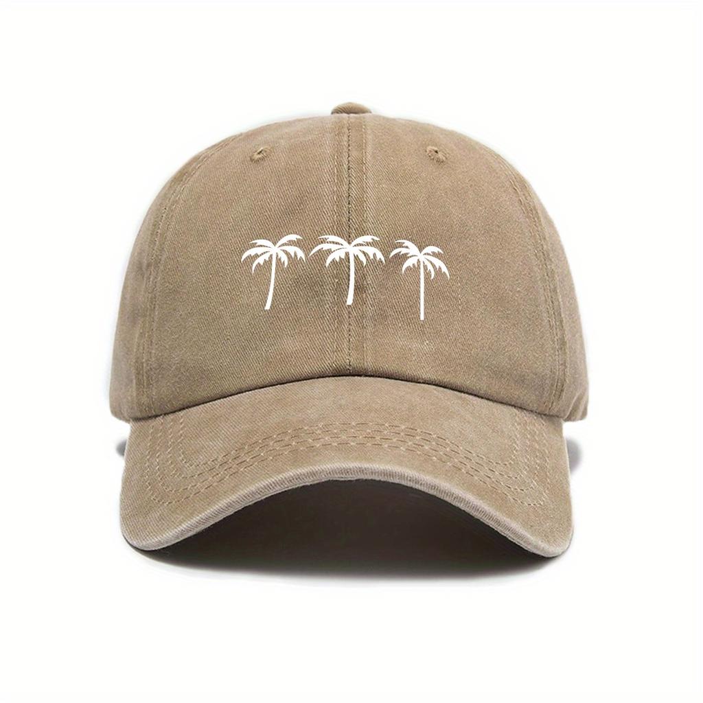 Three coconut tree printed baseball caps for men and women, casual outdoor travel, beach duckbill caps, simple accessories