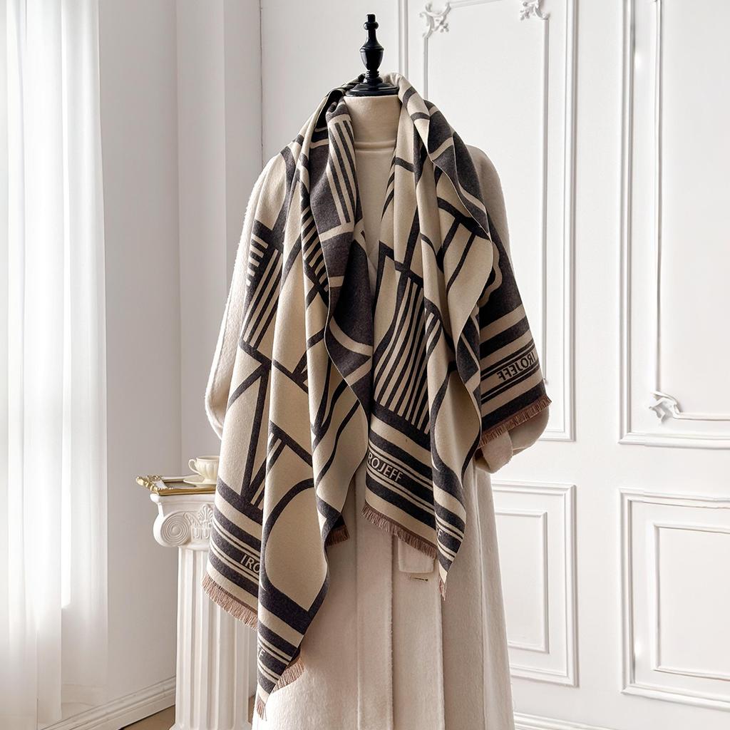 New Winter Cashmere Geometry Scarf For Women Shawl Wrap Female Pashmina  Poncho Thick Blanket Warm Bufanda Echarpe