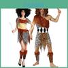 Traje Primitivo Unissex da Moda Para Casais Apresentando Design Divertido de Osso Ideal Para Apresentações de Palco