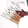 4/8/12/16/24-teiliges Besteck-Set mit Holzgriff, Edelstahl, Luxus-Messer, Löffel, hellbraun, Geschirr, Küche, komplettes Geschirr-Set