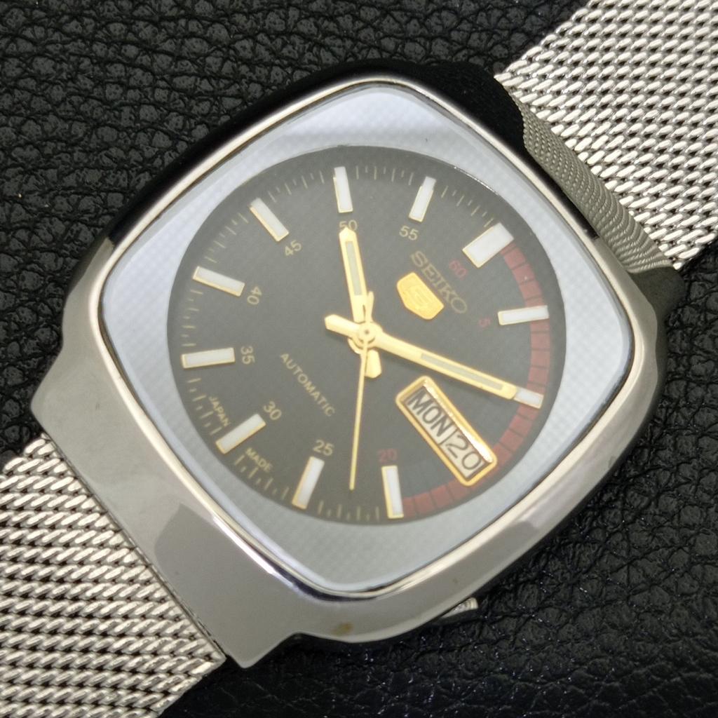 VINTAGE SEIKO 5 AUTOMATIC 7009A JAPAN MENS BLACK COLOR DIAL WATCH A702365-5 R124-a702365