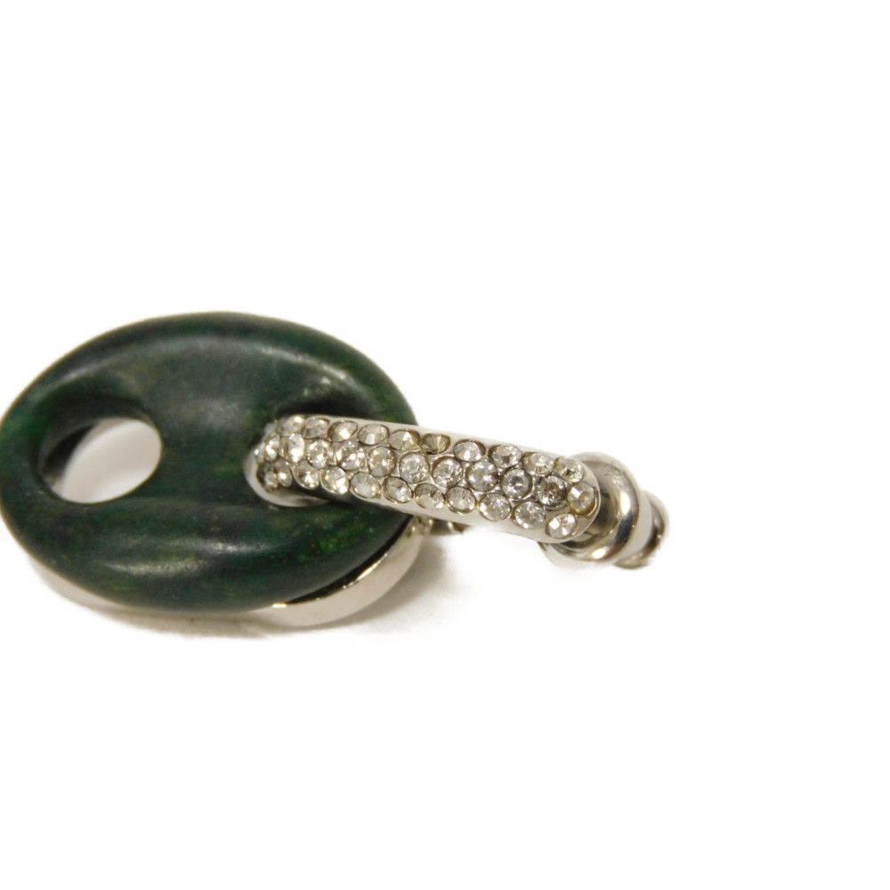 Used CD Icon Crystal Hoops 7983 Metal Silver Swing Jade Stone Rhinestone Women's 10656 from Japan AUTHENTIC