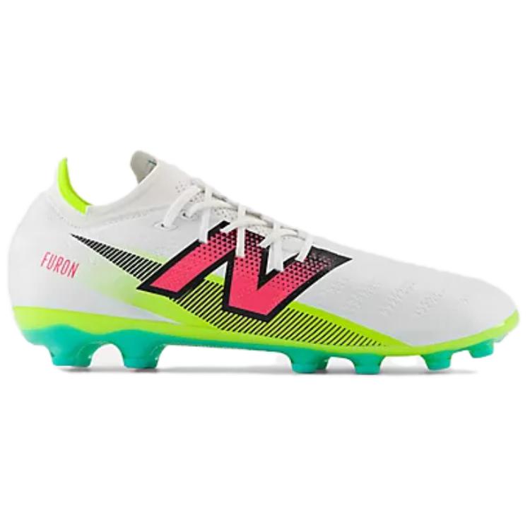 New Balance Furon Pro V7+ Comfortable Lightweight AG (Rubber Short Studs) Artificial Grass Soccer Shoes Unisex Soccer Shoes White Green SF1AH75
