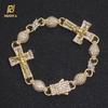 NUOYA Luxury Lab Created Diamond Cross Infinity Bracelet Gold Silver Plated Cuban Link Hip Hop Jewelry Iced Out Baguette Zircon