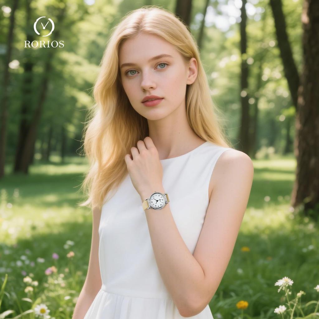RORIOS Women's Analog Quartz Wristwatch with Leather Strap, Simple Arabic Numeral Dial, Perfect for Exams, Students, Adults, Girls, Business, Casual