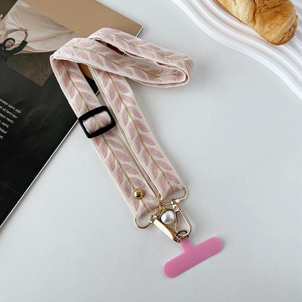 Universal Adjustable Mobile Phone Lanyard for Women Crossbody Single Shoulder Neck Strap Pearl Pendant Hanging Loss Rope