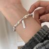 Elise 925 Silver Point Pearl Charm Silver Ball Bracelet F30
