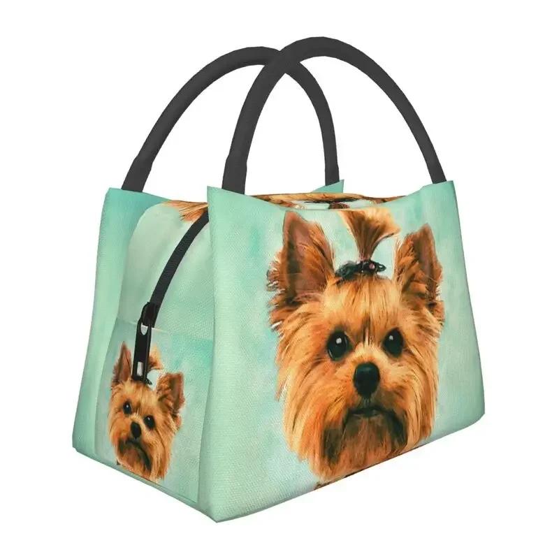 Yorkshire Terrier Insulated Lunch Bags for Outdoor Picnic Cute Yorkie Dog Resuable Thermal Cooler Bento Box Women