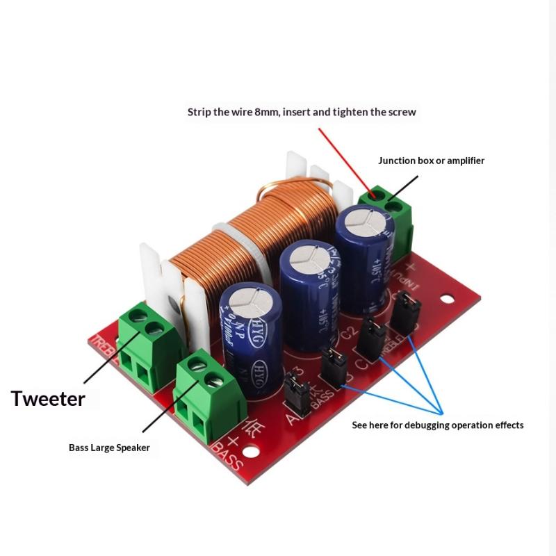 2 Way Audio Frequency Crossover Divider Professional Low Distortion for DIY Studio Monitor Sound Modification