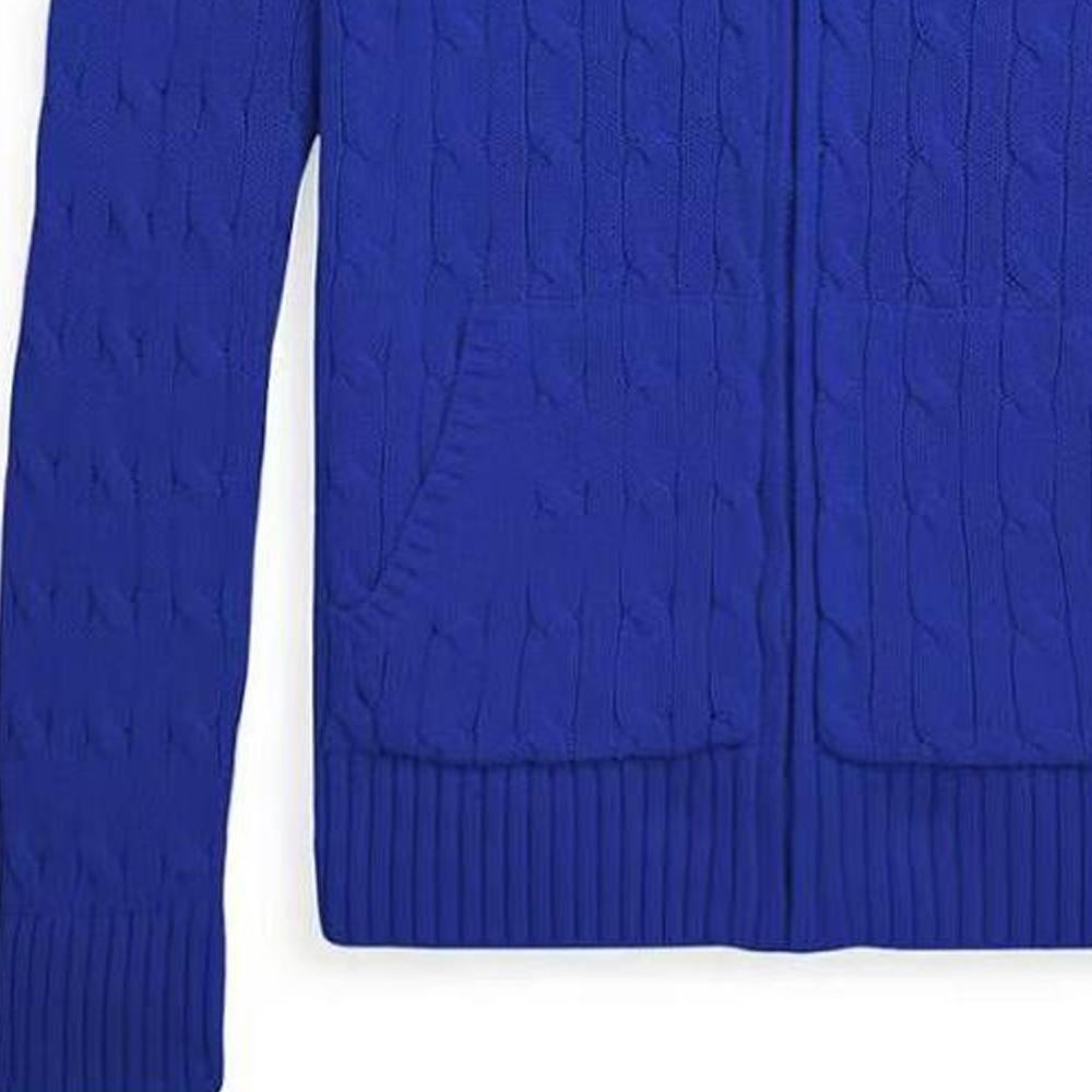 Polo Ralph Lauren Genser FW23 Pony Logo Brodert Hettegenser med Glidelås Langermet Strikket Barnegenser Blå 323951123-004