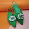 Damesandaler og tøfler To-slites Sun Flower Rhinestone Spenne, spisse flate sandaler