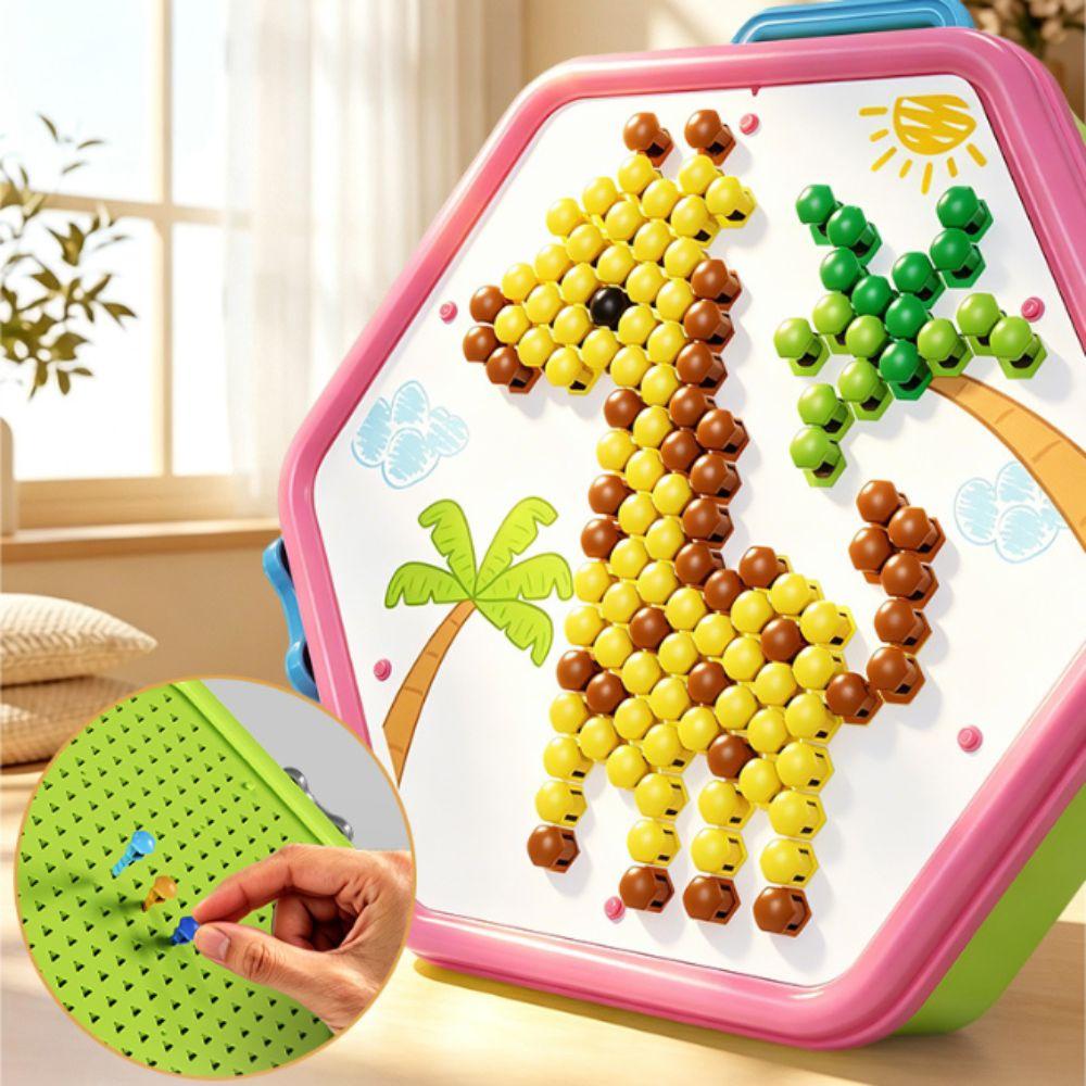 Colorful Patterns DIY Peg Art Building Toy Mushroom Nail Pegboard  Home Indoor Play