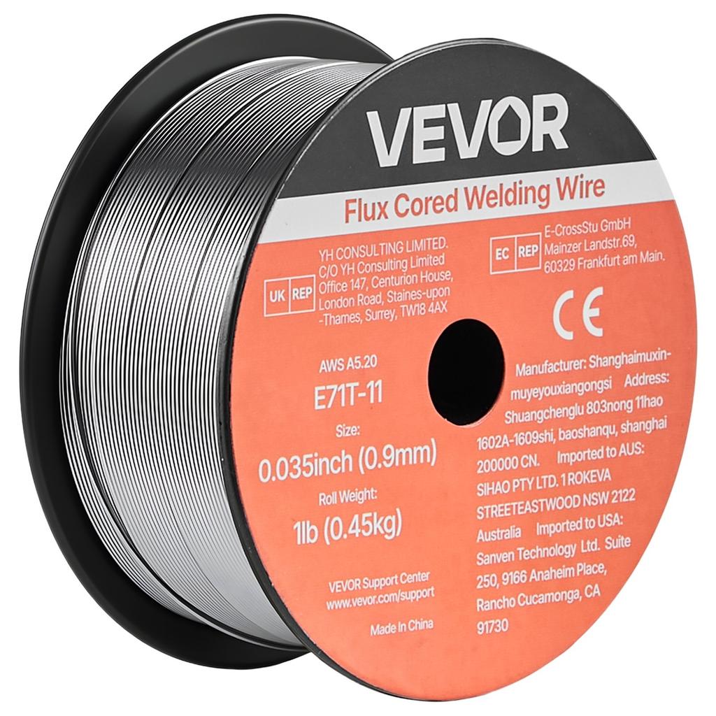 Flux Core MIG Welding Wire, E71T-11 0.9mm 0.45kg, Gasless Mild Steel Welding Wire with Low Spatter for All Position Arc Welding, Self-Shielded for