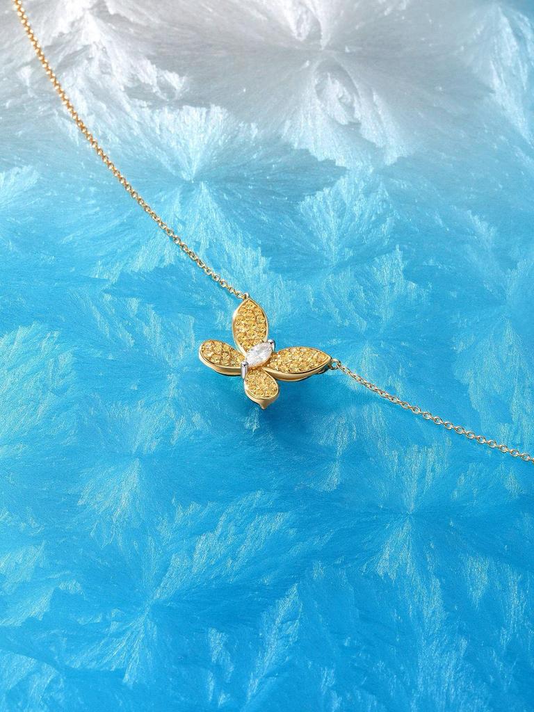 925 Silver Micro-Paved Diamond Butterfly Necklace - Elegant High-End Pendant for Women