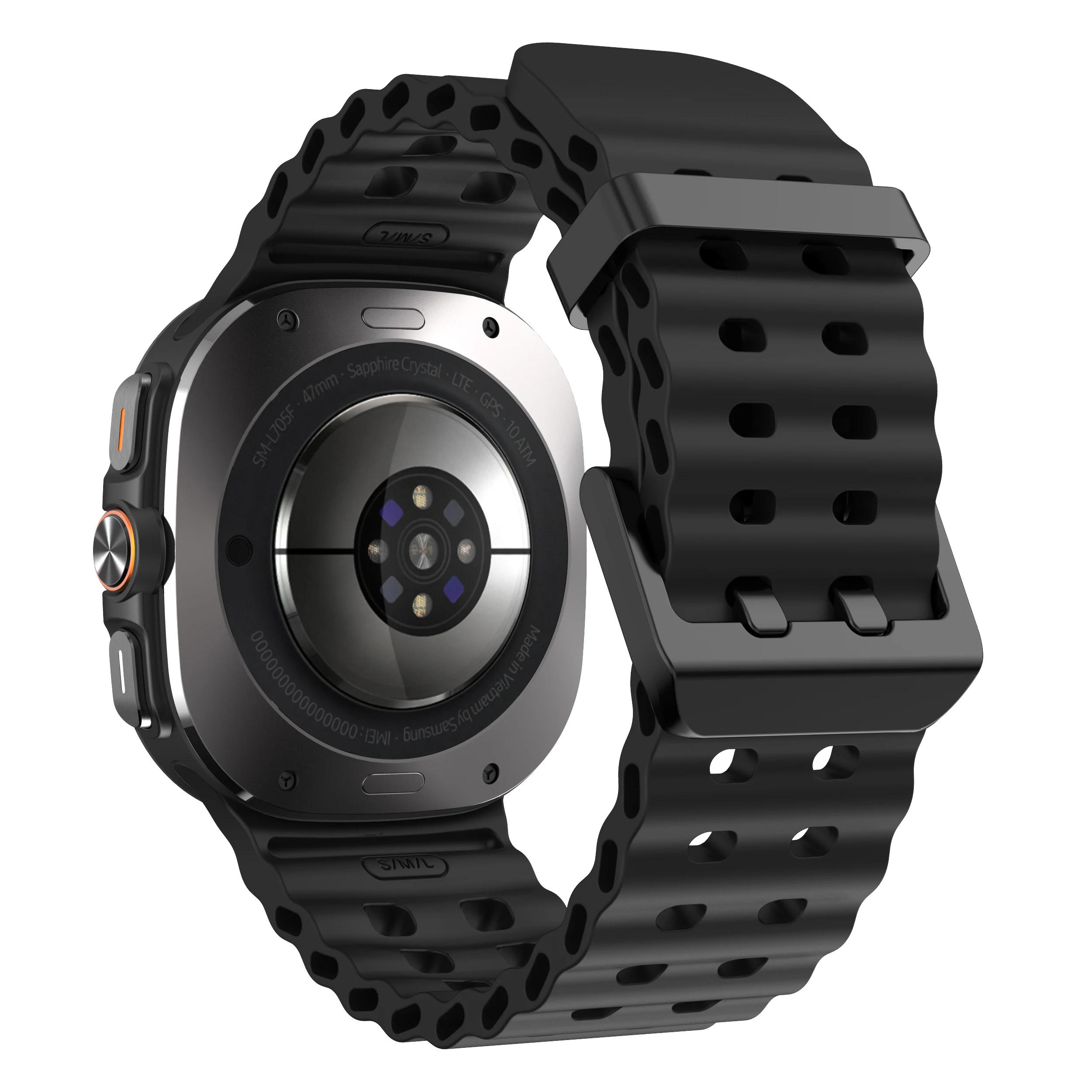 

Двухцветный спортивный силиконовый ремешок для Samsung Galaxy Watch Ultra Морской ремешок-браслет для GalaxyWatch Ultra 47 мм Ремешок для часов Galaxy Watch Ultra чёрный