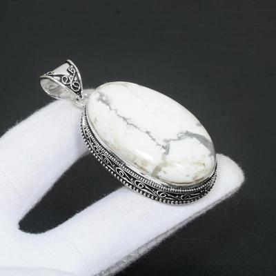 Natural Howlite Gemstone Handmade 925 Sterling Silver Pendant Double Gemstone Pendant Antique Pendant Gifts For Women Gifts For Her Thanksgiving Gifts