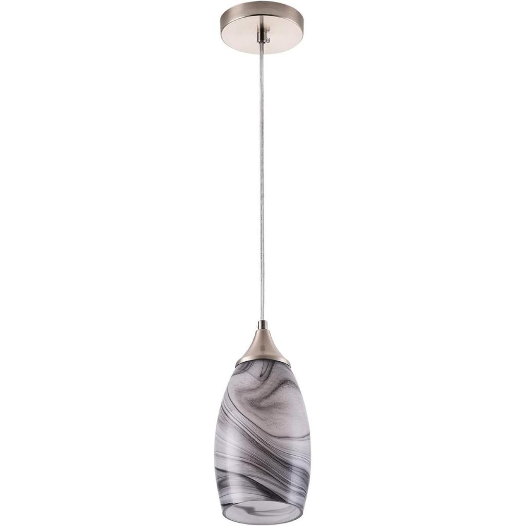 Aiwen Farmhouse Kichen Island Pendant Lights Fixtures Grey Hand Blown Marble Art Glass Pendant Lighting Brushed Nickel Finish Modern Hanging Light