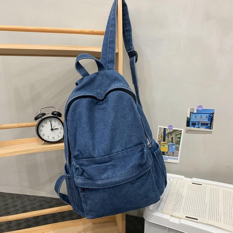 Schoolbag Denim Schoolbag Female Retro Mori Canvas Backpack Korean Version Harajufeng High School Student Casual Versatile Backpack