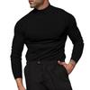 Men's Autumn/Winter Solid-Colour Long-Sleeved T-Shirt in Wool Blend Men's Base Layer Top with Close-Fitting Semi-Round Neck