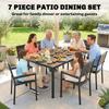 7 Pieces Outdoor Dining Set, Patio Table and Chairs for 6, Garden Dining Furniture Set with Slatted Tabletop