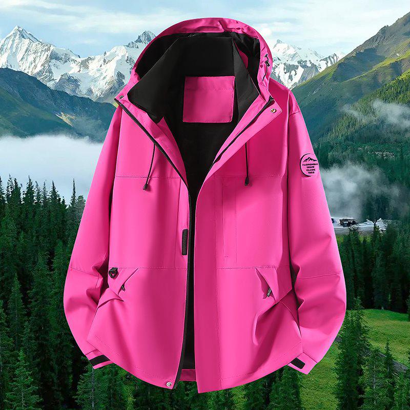 Spring Outdoor Sports Single-Breasted Casual Jacket - Versatile, Three-Proof, Solid Color Design for Couples