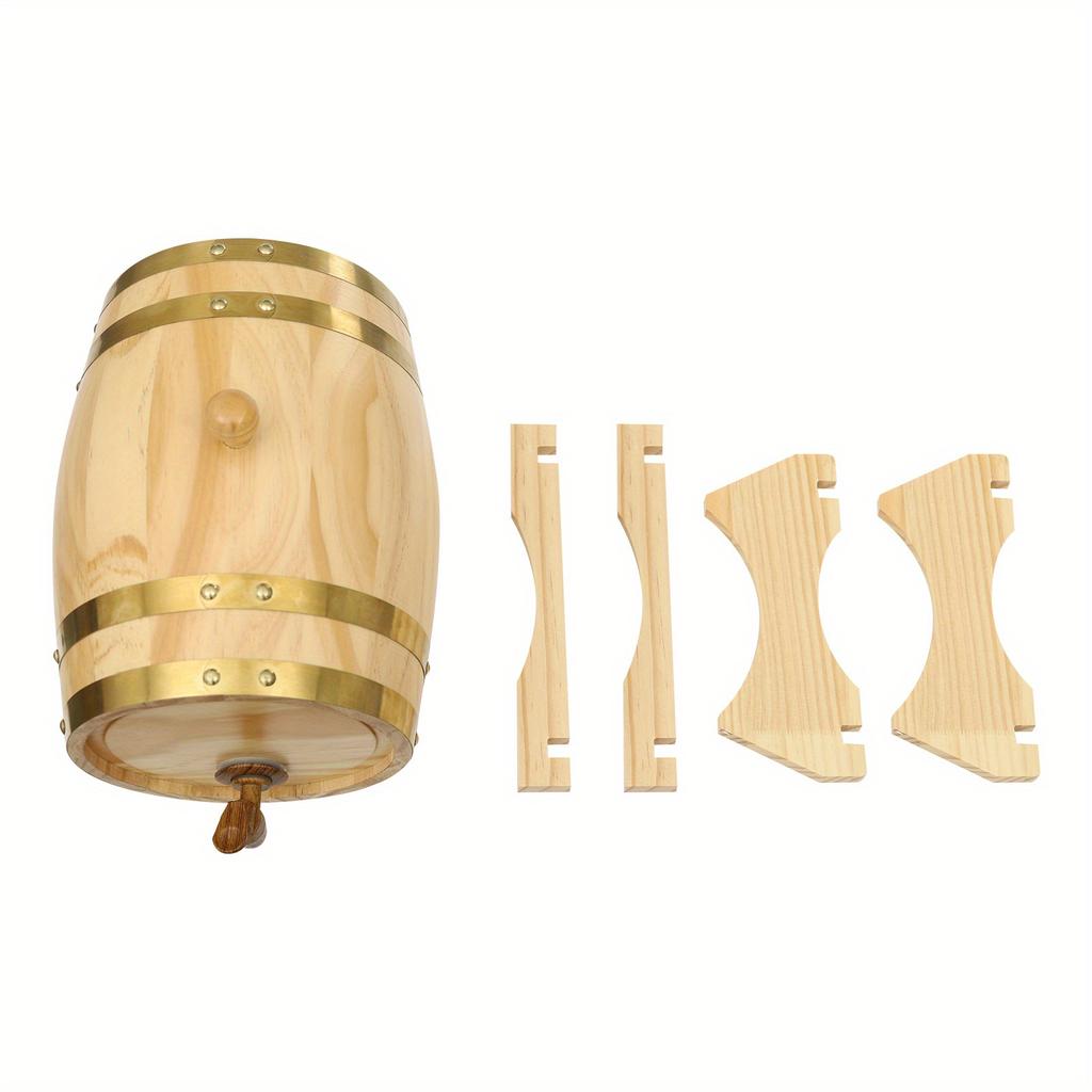 0.66 Gallon Pine Wood Wine Barrel – Vintage Barrel with Stainless Steel Hoops & Faucet – Home Brewing & Party Dispenser – Natural Wood