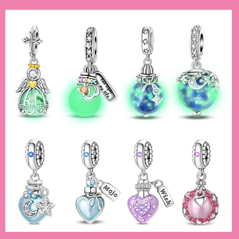 Princess Style Copper Color Wishing Bottle Birthday Present Charms Beads Fit Original Bracelets Necklace Fine Diy Jewelry