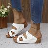 Foreign trade slope heel thick sole hollow slippers women's new European and American large size casual one-pedal fish mouth sandals cross-border