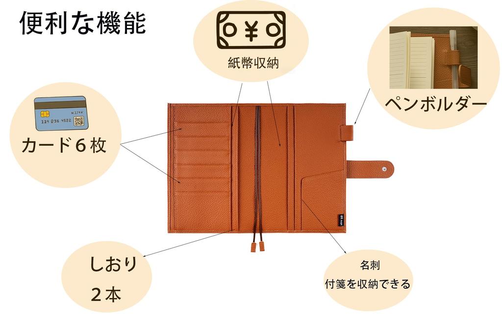 A5 Genuine Leather Notebook Compatible with Hobonichi Premium Planner Cover with Pen Card Bookmark and Snap Business Gift Cover, Cousin, Holder,