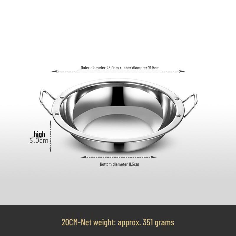 Extra Thick Stainless Steel Hot Pot with Wide Rim - Pickled Cabbage, Fish, Crayfish, Double Ear, Flat Bottom, Small Dry Pot Wide Rim Flat Bottom Pot (410 Material)