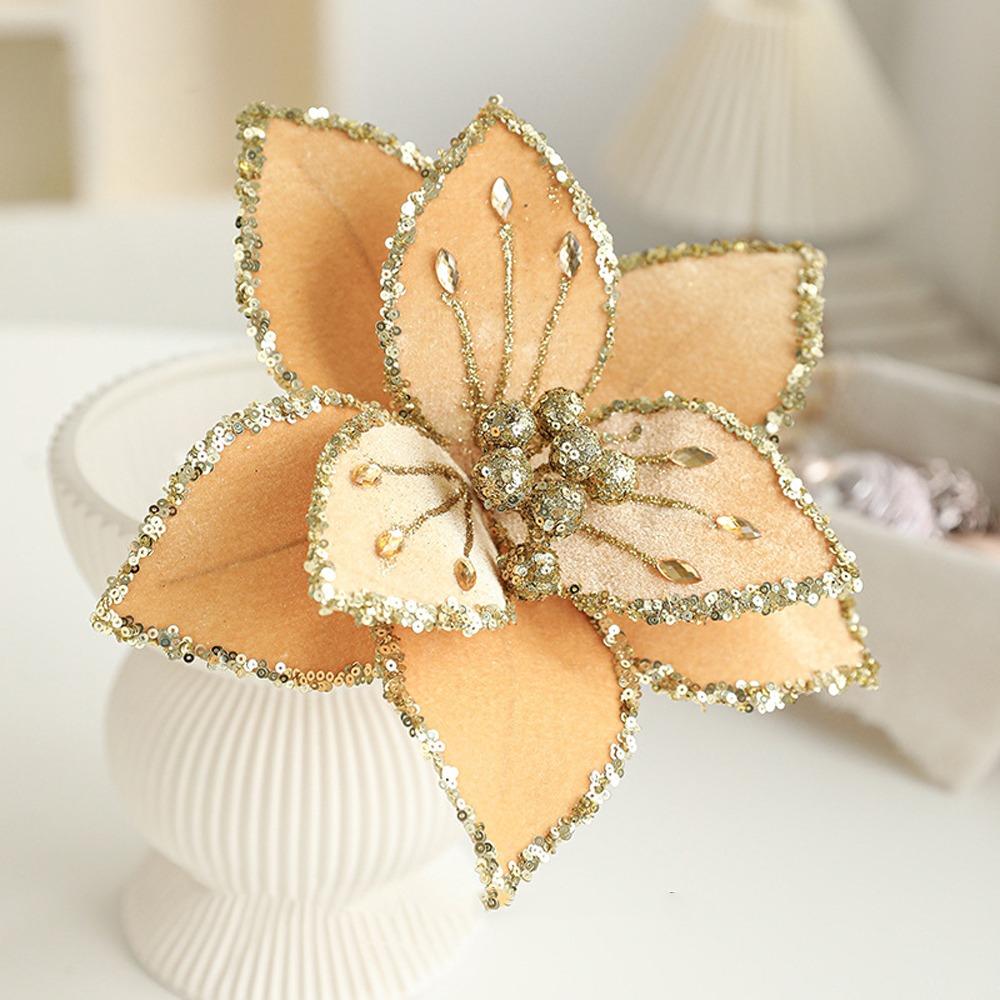 Simulation Artificial Flower 26cm Poinsettia Flower Xmas Tree Pendants  Christmas Celebration