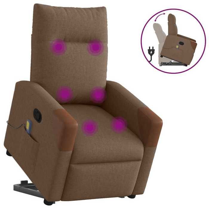 VidaXL Reclining Massage Armchair Brown Fabric 3324017