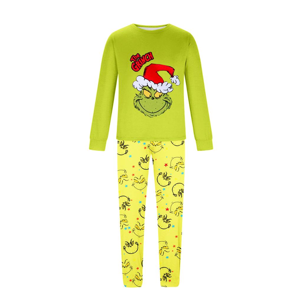 Costum de casă cu imprimeu de Crăciun părinte-copil, bluză cu mâneci lungi și pantaloni