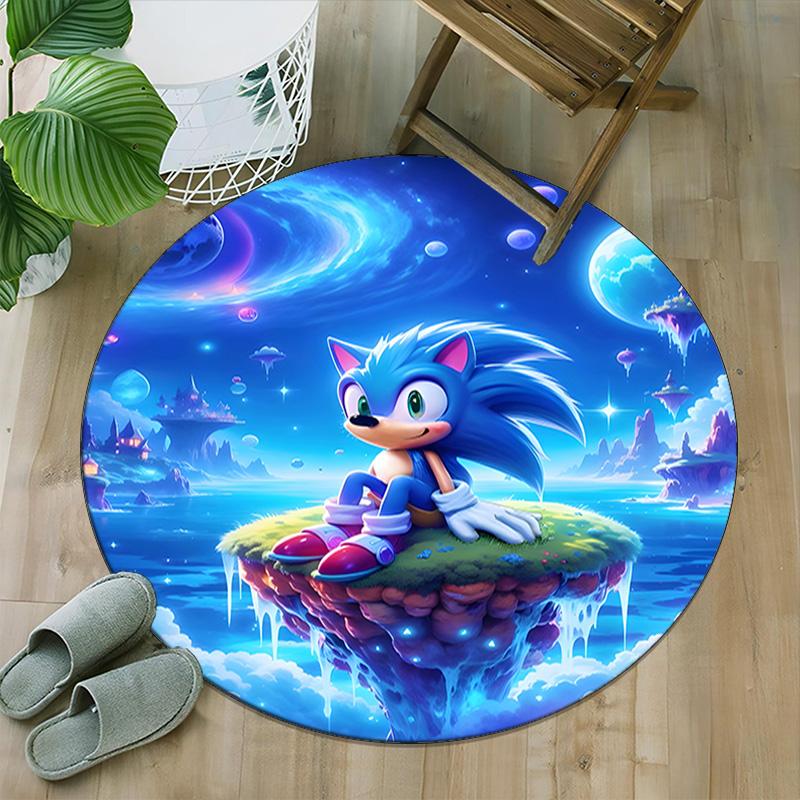 1pc Sonic4 Print Round Carpet Chair Round Carpet Suitable for Bedroom Living Room Home Decorative Carpet