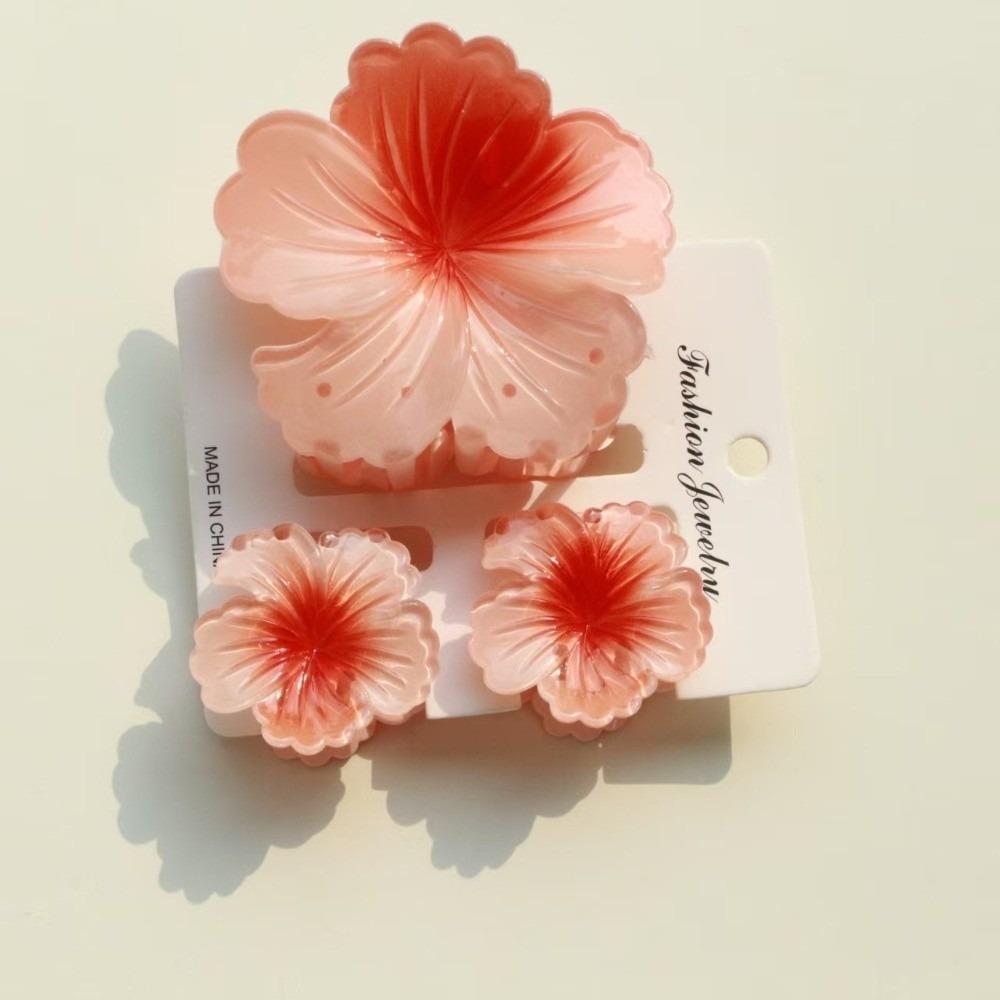 3Pcs/Set Gradient Hawaiian Flower Hair Clip Hibiscus Hair Clips New Hairpin  Summer Hair Accessories