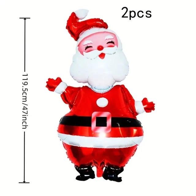 

D5 2 шт. 119 см Большой прищуривающийся Санта-Клаус Алюминиевые шары Рождественская вечеринка Украшение торгового центра Рождественские товары Other рубиновый